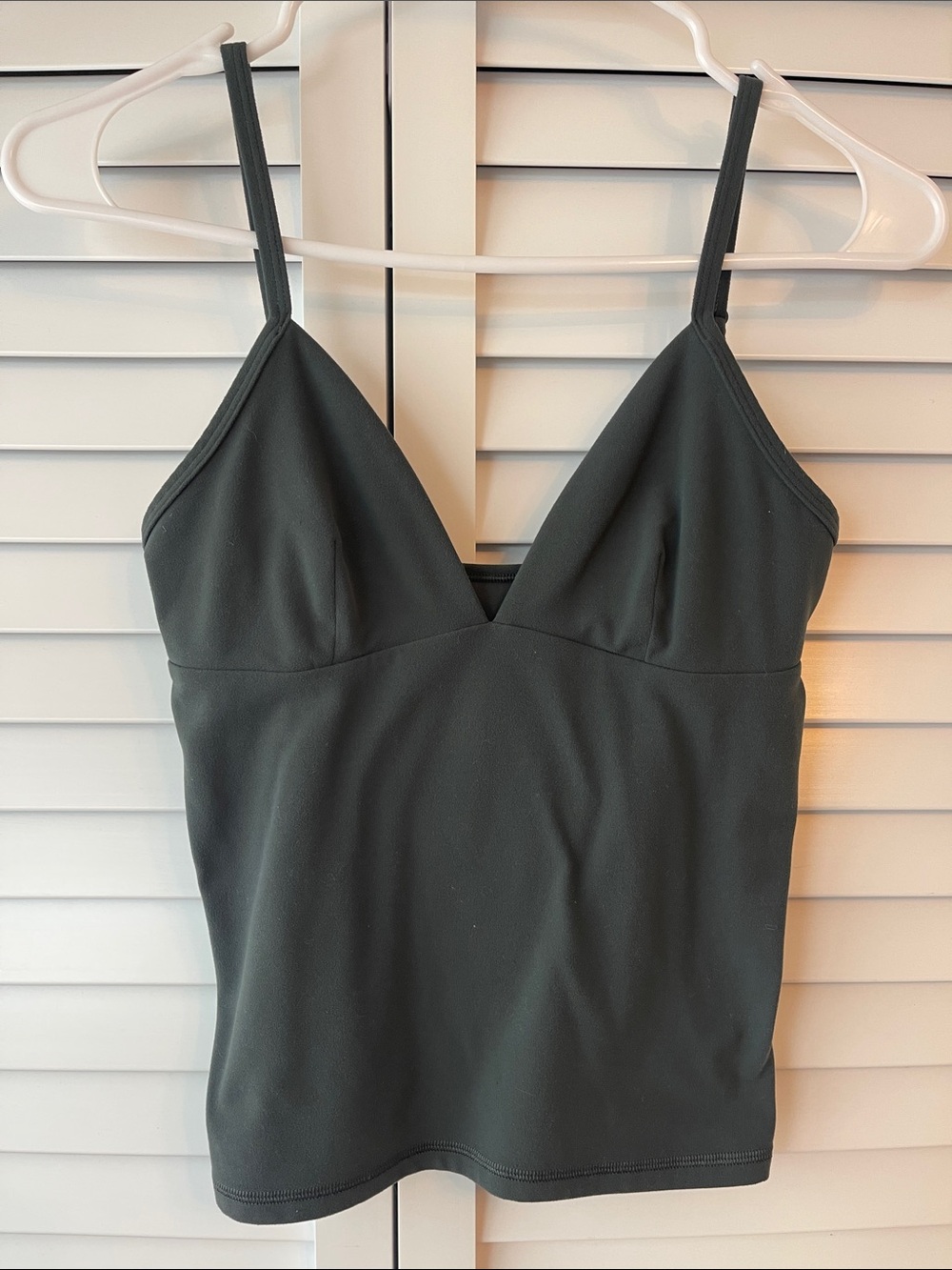 Dark Green/Gray V-Neck Spaghetti Strap Tank